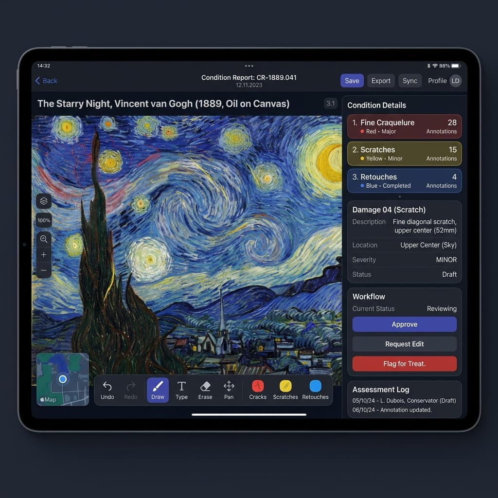 Digital condition report interface with annotation tools